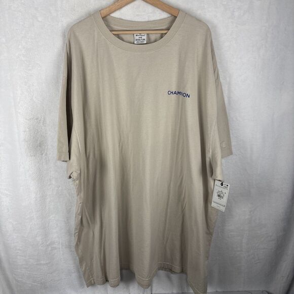 Champion Comfort Wash T-shirt Rewriting The Playbook Size 4XB Beige Blue NWT - Picture 1 of 7